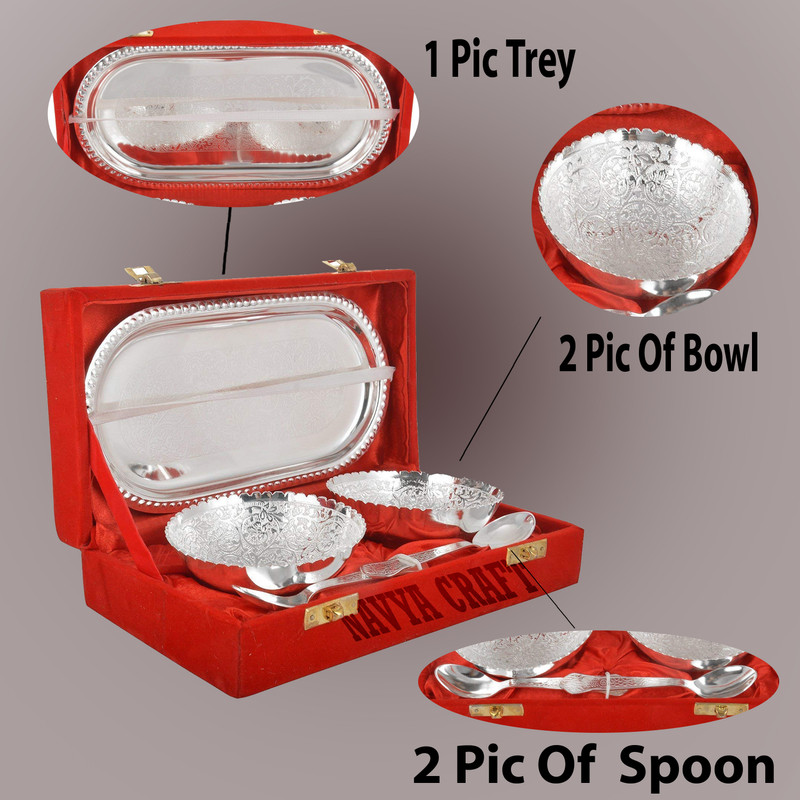 Navya Craft Navya Craft Silver Plated Bowl Set for Gifting Bowl Serving Set