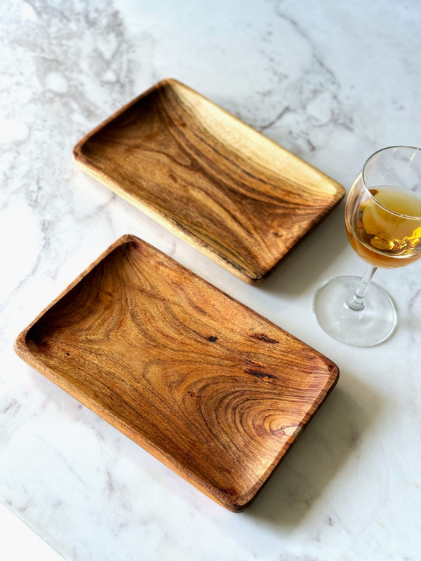 Easyroot Wooden Serving Platter Set o 2 for Serving Snacks and Fruits (Rectangle) Tray(Pack of 2)