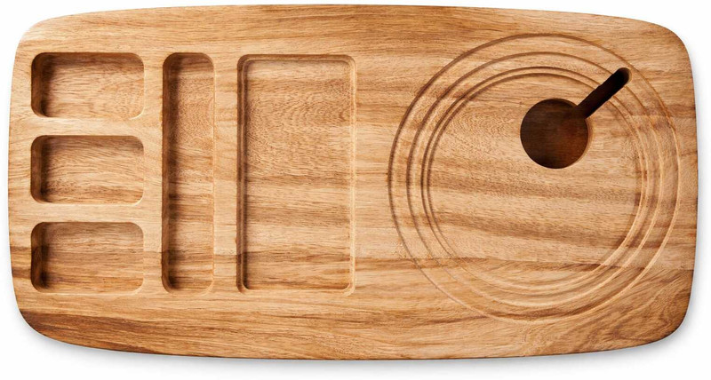 Showkeeen Oblong Wooden Kettle Tray for Hotel Rooms, Mango Wood, Rectangle, Tray Serving Set(Pack of 1)
