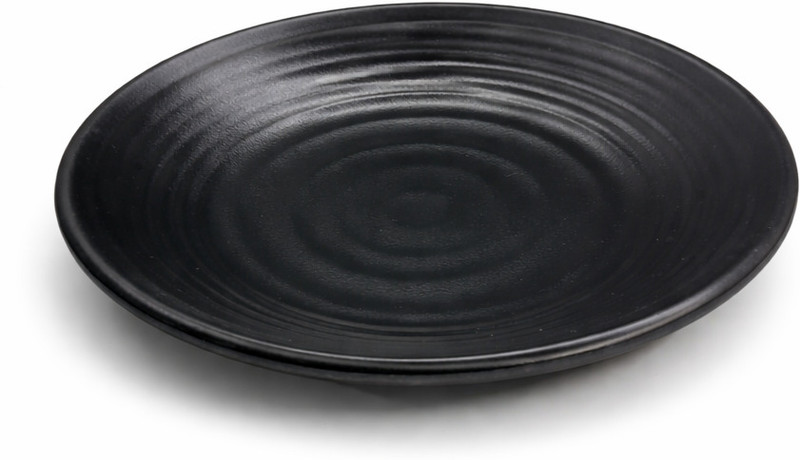 KDM Plus Black Melamine Textured Round Serving Plate for Dining Plate Serving Set(Pack of 1)
