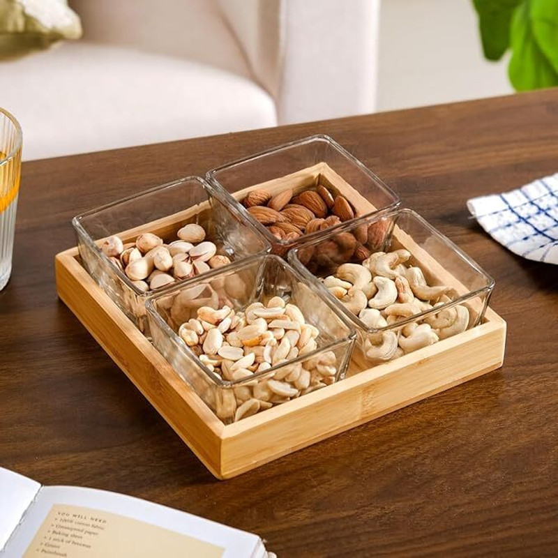 GOLOFY SERVING TRAY Glass Serving Set(Pack of 1)