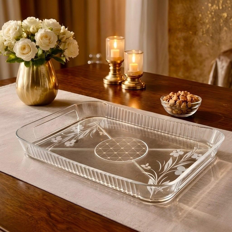 Velmora Transparent Plastic Serving Tray Tray Serving Set(Pack of 1)