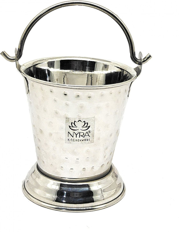Nyra Steel Mini serving Traditional Hammered Design Balti for Restaurant & Dhaba Gravy Bucket Serving Set(Pack of 1)