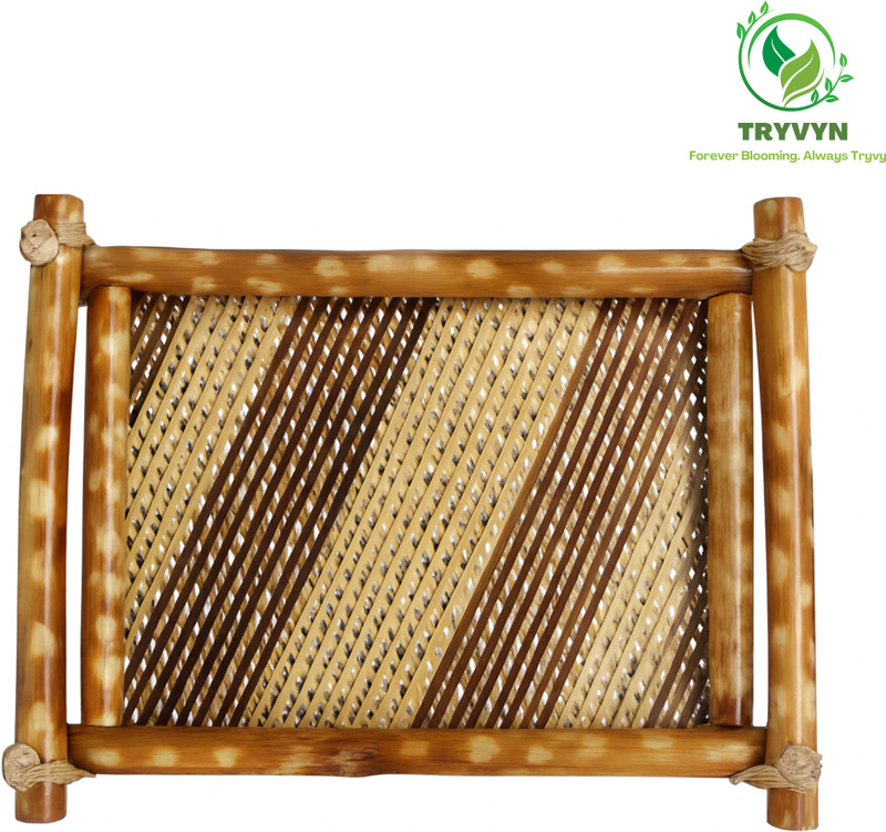 TRYVYN Handcrafted Bamboo Serving Tray – Eco-Friendly Tea & Snack Tray Tray Serving Set(Pack of 1)