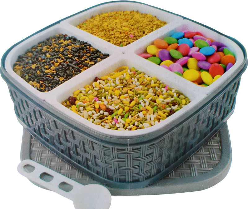 PRIYO 4 Sections- dry fruits containers,Storage Box for Kitchen-dry fruit box set Container Serving Set(Pack of 1)