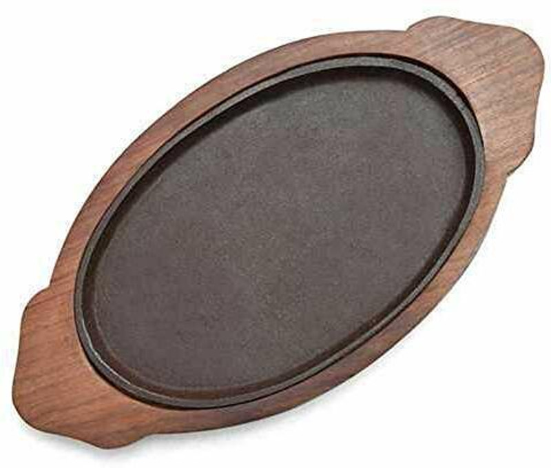 CRAFTSLY SHOPPEE Wooden Oval Base Sizzler Plate Sizzler Tray(Microwave Safe)