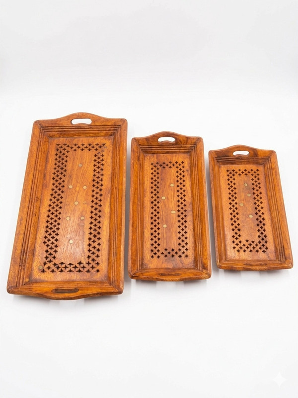 WudExo wooden serving tray for kitchen use ,gift & decoration Tray Serving Set(Pack of 1)