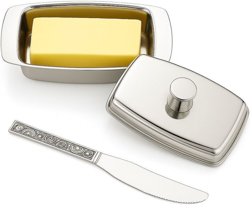 ABC STEELUXE Stainless Steel Butter, Butter Plate with Free Steel Butter Knife Butter Dish Serving Set(Pack of 1)
