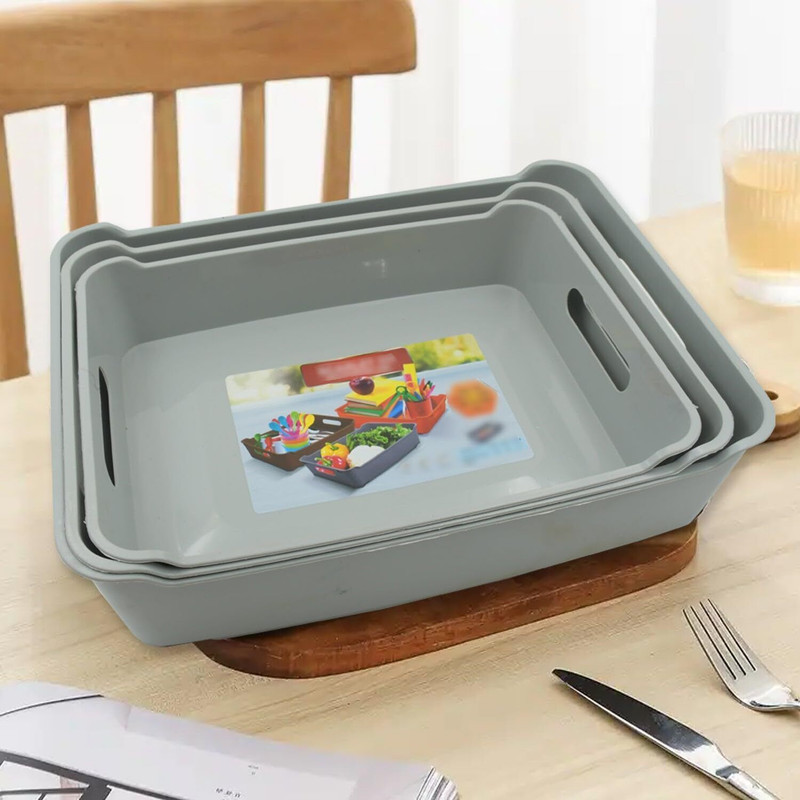 Swara Multipurpose Serving Tray Set Chip & Dip Tray, Tray Serving Set(Pack of 3)