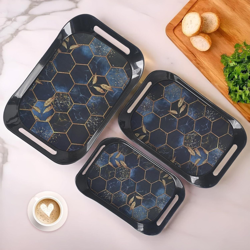 KTART Honey servising tray set Tray Serving Set(Pack of 3)