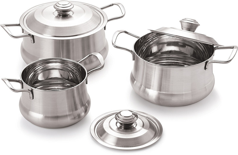 cookwell COOKWELL Crown Superior Quality Mirror Finish Stainless Steel Bowl Serving Set