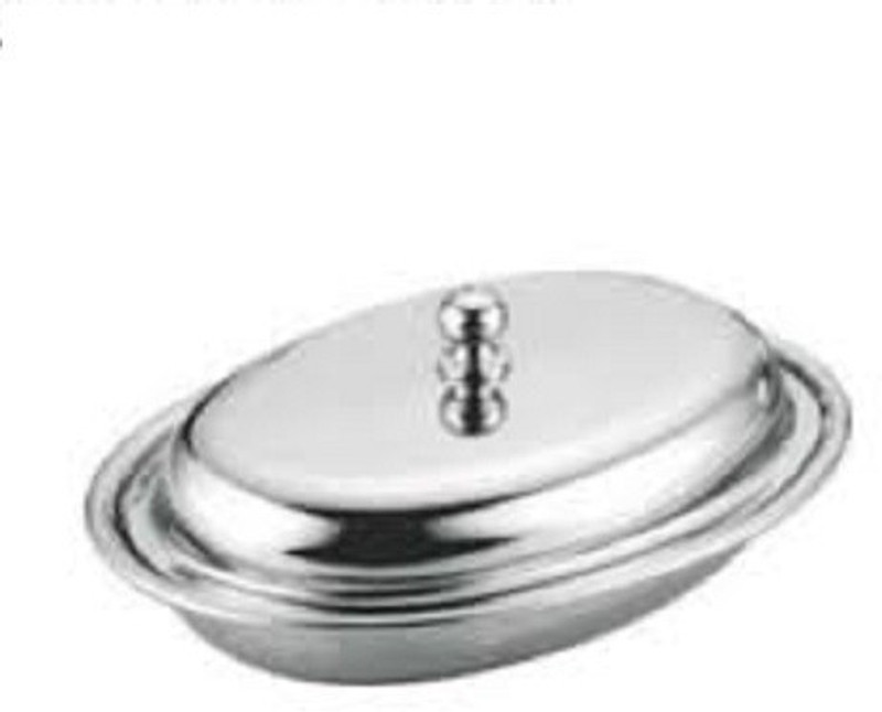 GAFFEL Stainless Steel Oval Entree Dish with Lid for Serving/Serving Bowl-18cm,350ml Dish Serving Set(Pack of 2)