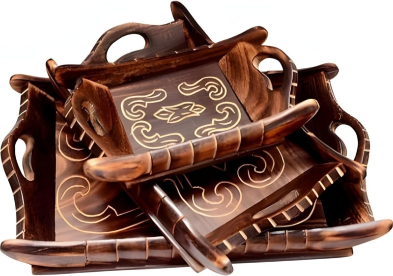 Taargo crafts MNGOTRY0320 Tray Serving Set(Pack of 3)
