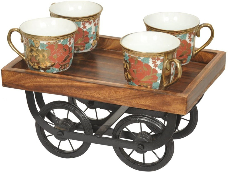Estival craft Multipurpose Wood Serving Platter for Dining Table/Thela Trolley Tray Serving Set(Pack of 1)