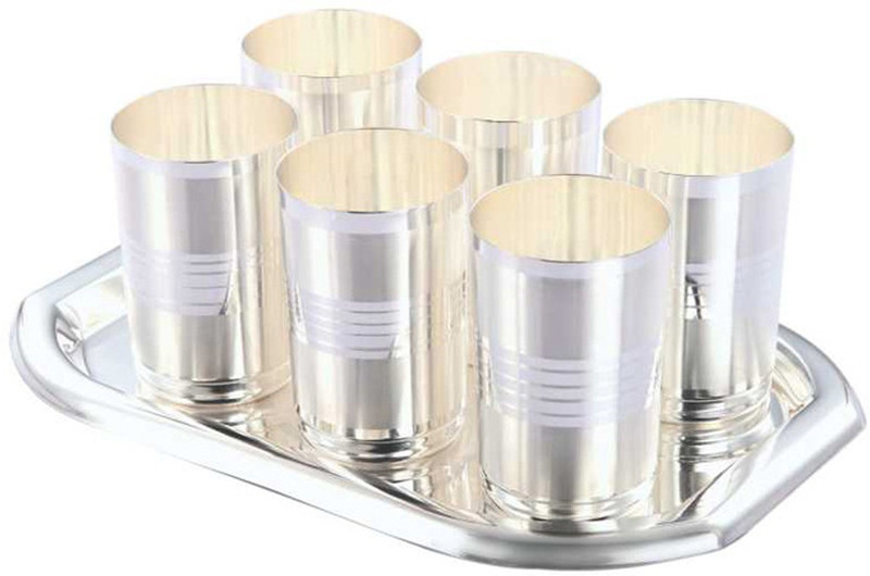 Ojas Disco Tray With Six Ditto Glass (B) (7PCS/GT63) Glass, Tray Serving Set(Pack of 7)