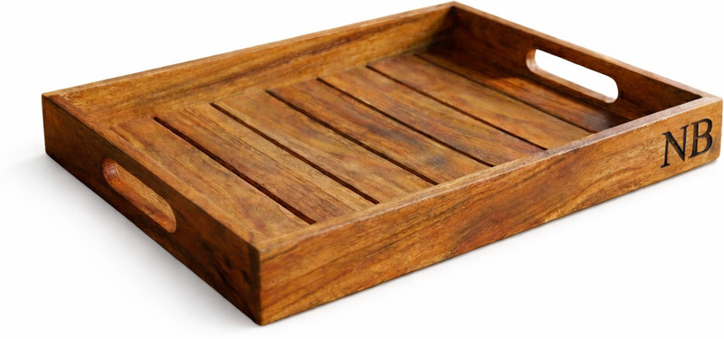 NB CRAFETD Teak Wood Serving Tray Use for Home & Kitchen, Office, Pantry, Restaurants Tray Serving Set(Pack of 1)