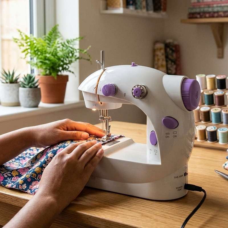 Dozy Compact Mini Sewing Machine, for Beginners | Electric Portable Stitch Machine Electric Sewing Machine 30 built-in stitches 100 SPM Multicolor
