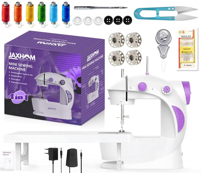 JAXHOM mini sewing machine | swing sewing machine | stitching machine |silai table Electric Sewing Machine 2 built-in stitches 100 SPM Purple