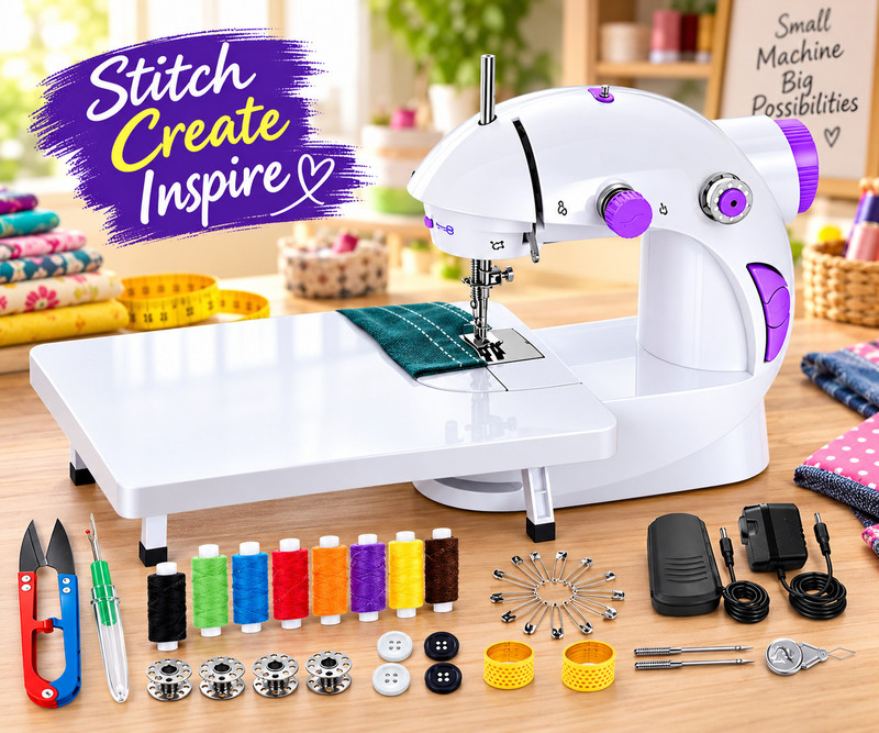 Kiwilon portable sewing machine | stitching machine electric | mini stitching machine Electric Sewing Machine 2 built-in stitches 108 SPM Purples