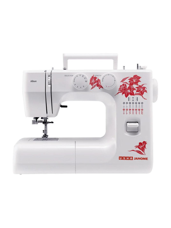 USHA Allure DLX Electric Sewing Machine 21 built-in stitches 860 SPM 2 Year Warranty White
