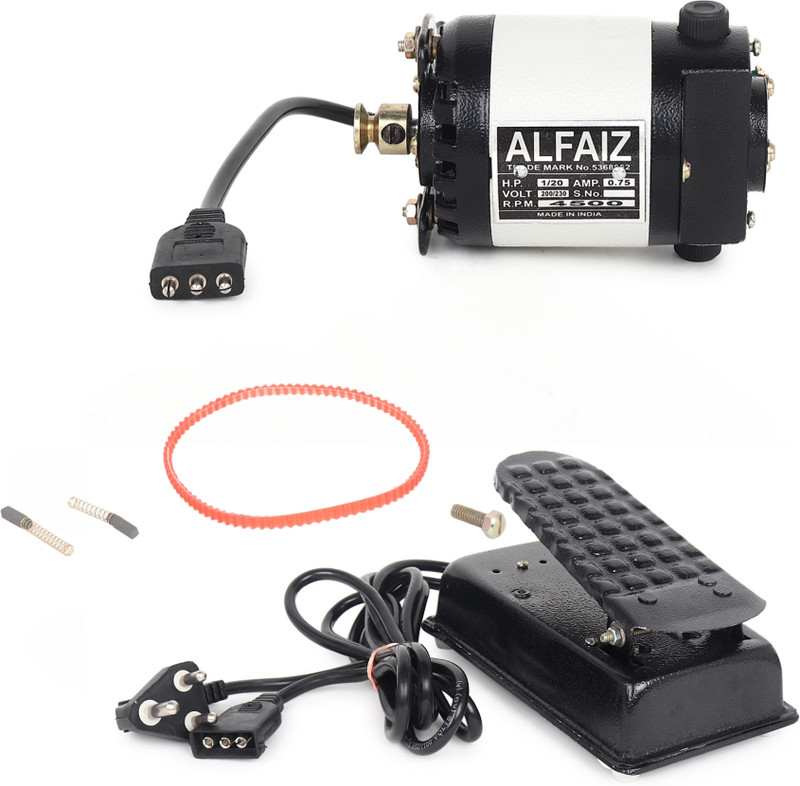 Al-Faiz PREMIUM Mini Sewing Machine Motor With Foot Pedal Electric Sewing Machine 100 built-in stitches 4500 SPM 6 Months Warranty White & black
