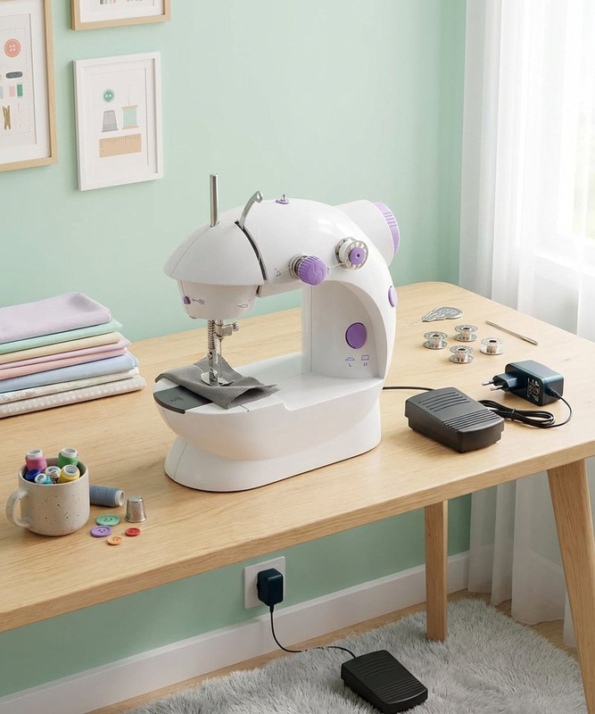 Radhe Mini Stitching Machine for Beginners with LED Light & Dual Speed Electric Sewing Machine( Built-in Stitches 2)