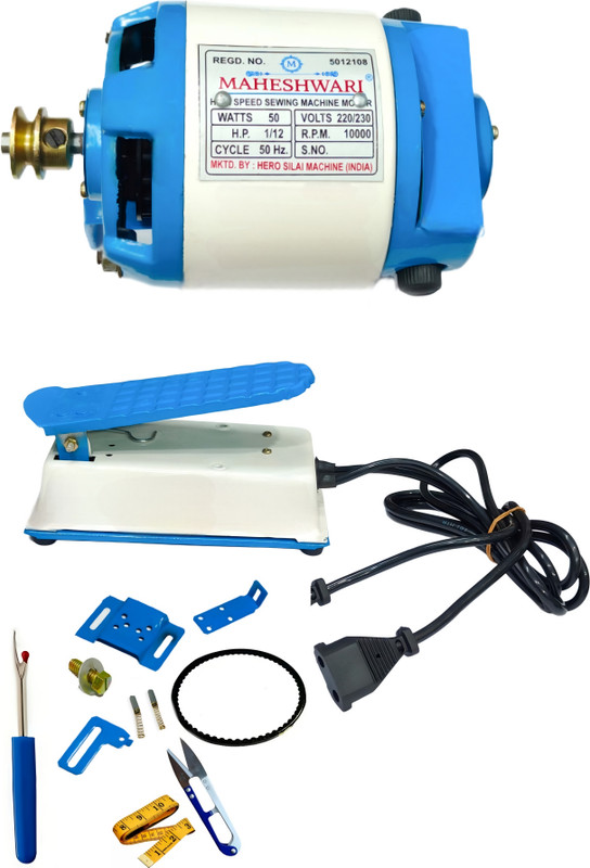 Maheshwari Electric 1/12 HP Sewing Machine Motor with copper winding and sound less Electric Sewing Machine( Built-in Stitches 100)
