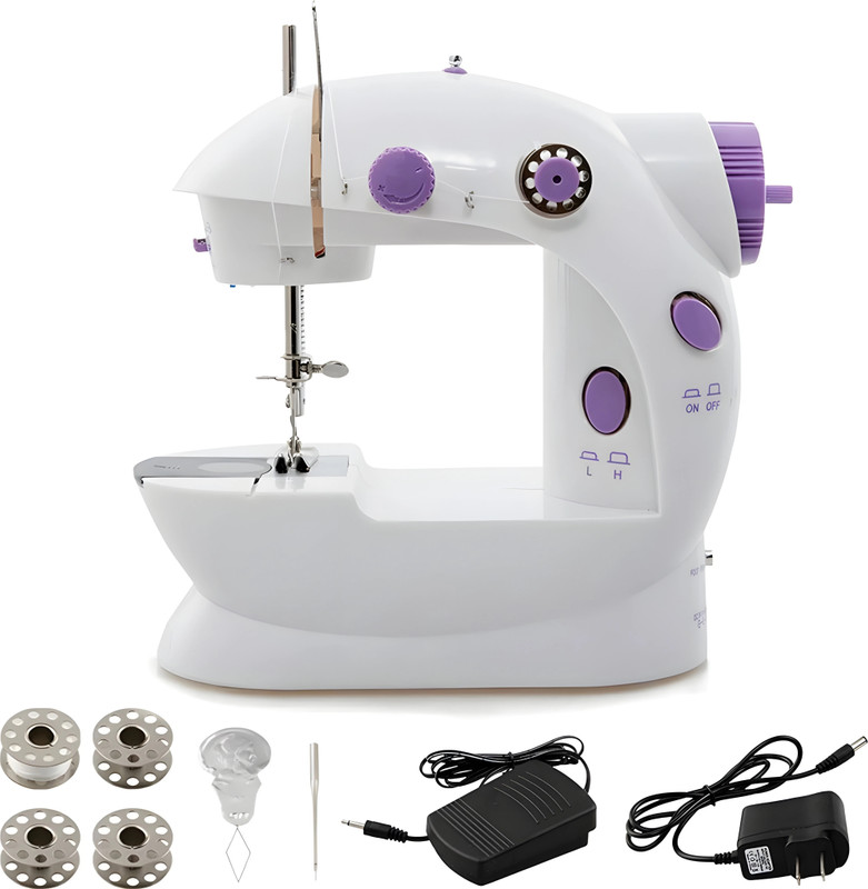 Onshoppy Mini Sewing Machine for Small Projects & Children– Dual-Speed, Foot Pedal & More Electric Sewing Machine 2 built-in stitches 100 SPM White, Purple