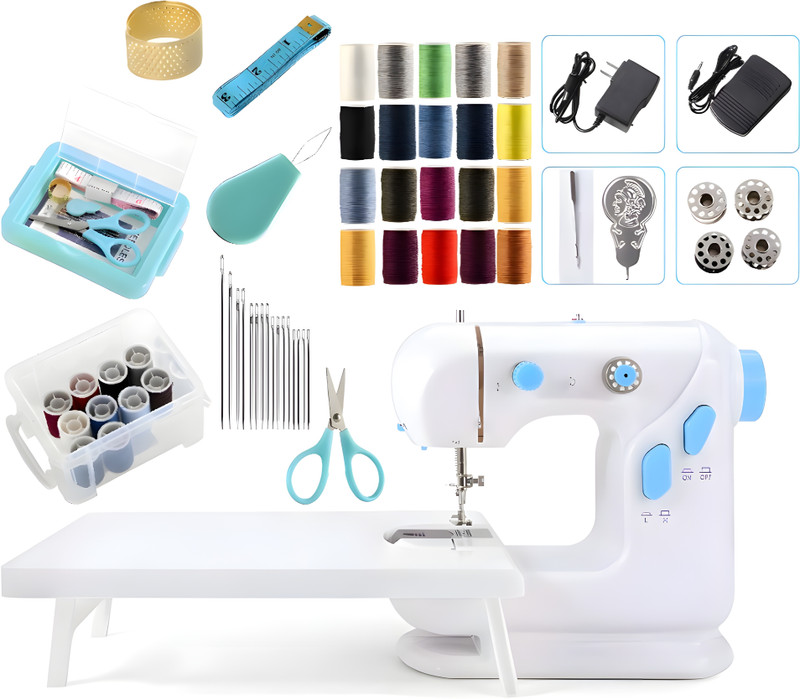 Onshoppy Multifunctional Sewing Machine with Extension Table & Sewing Kit for Beginners Electric Sewing Machine 2 built-in stitches 400 SPM Blue