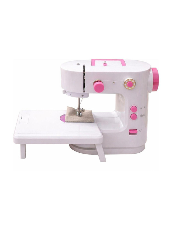 Kiwilon Portable Mini Sewing Machine | Electric Sewing Machine for Home Use Electric Sewing Machine 2 built-in stitches 100 SPM Pink silai machine with stand sewing machine table set