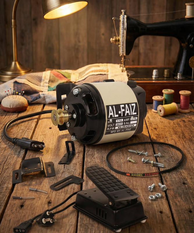 Al-Faiz Full Heavy Premium Sewing Machine Motor with regulator(100% copper wiring) Electric Sewing Machine( Built-in Stitches 100)