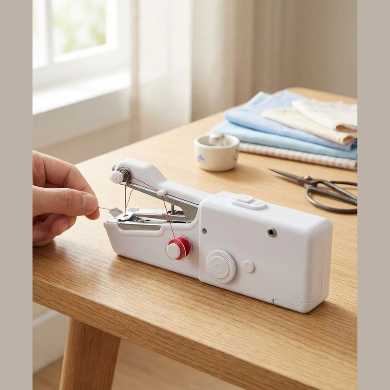 DIGSMORDEN Mini sewing machine for home tailoring, hand stitching machine New Electric Sewing Machine 2 built-in stitches 100 SPM White - 58% off at DetectaDeal