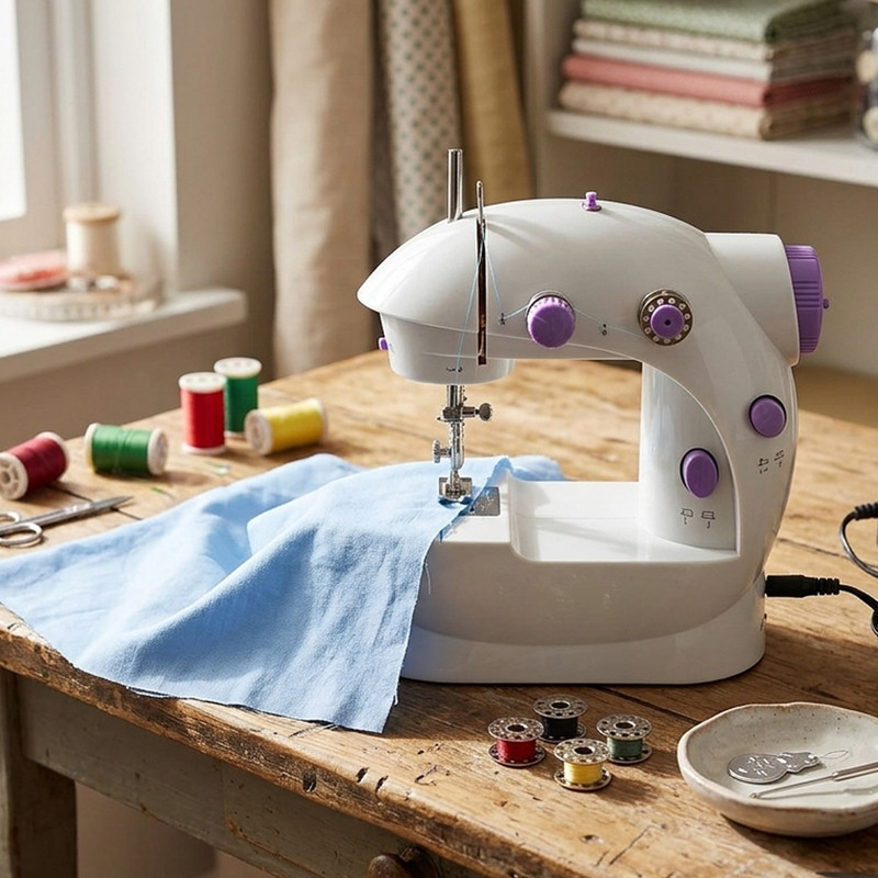 Dozy Compact Mini Sewing Machine for Beginners | Electric Portable Stitch Machine Electric Sewing Machine 30 built-in stitches 100 SPM Multicolor