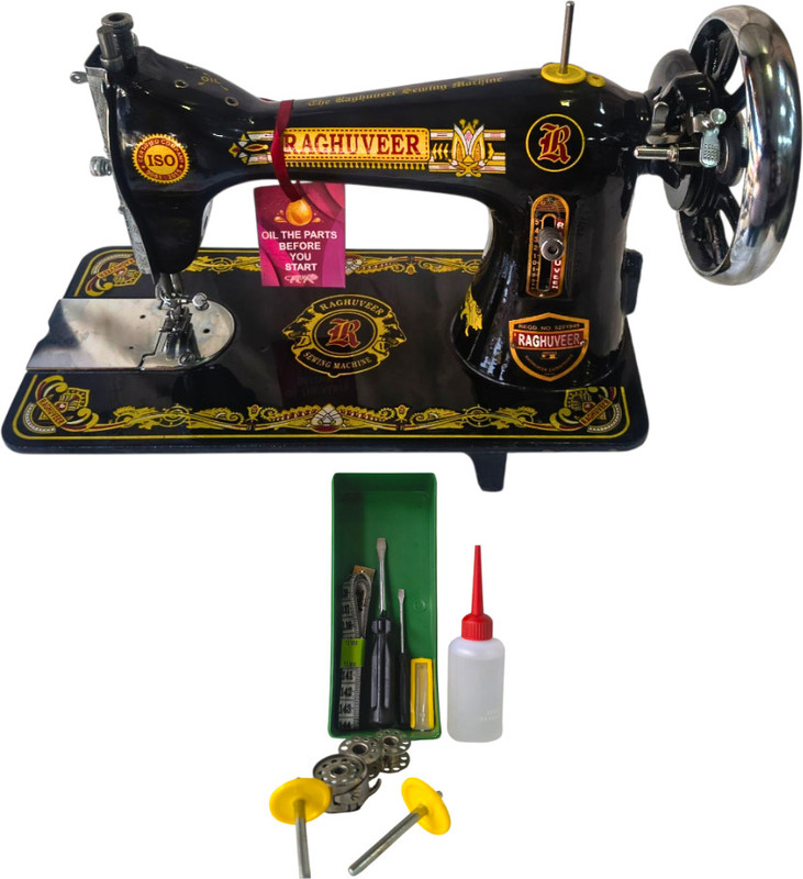 RAGHUVEER ENTERPRISES Raghuveer Domestic Sewing Machine – Open Type Shuttle, Heavy Duty Metal Body Manual Sewing Machine( Built-in Stitches 1)