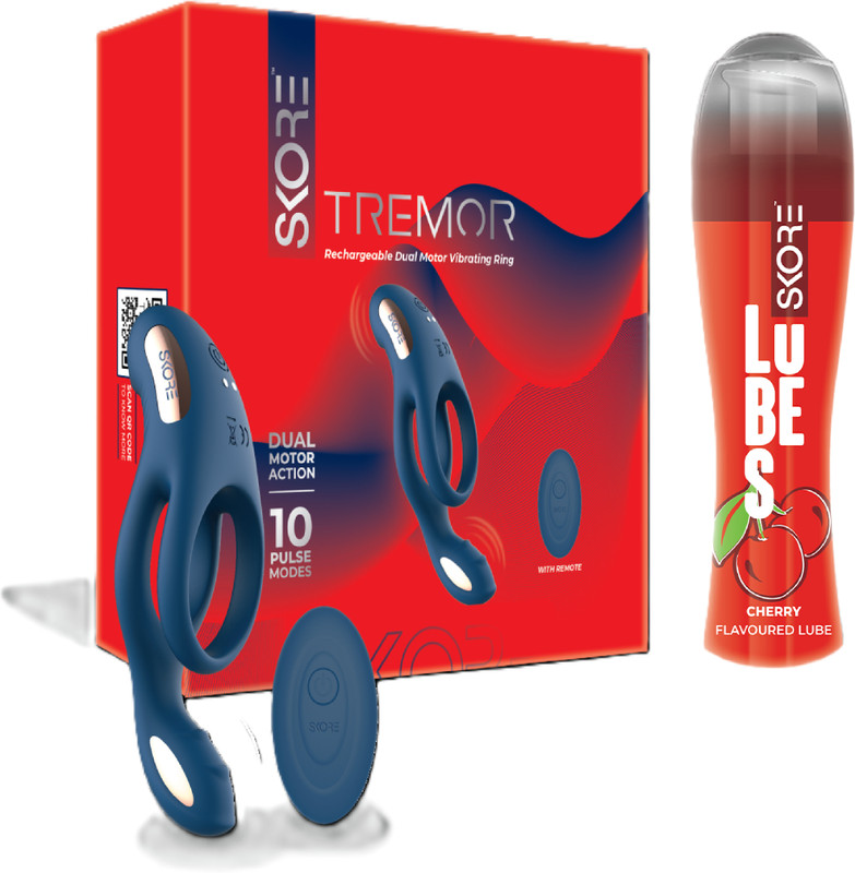 SKORE Tremor Dual Motor Personal Massager Ring with Cherry Lube(Pack of 2 For Men & Women)