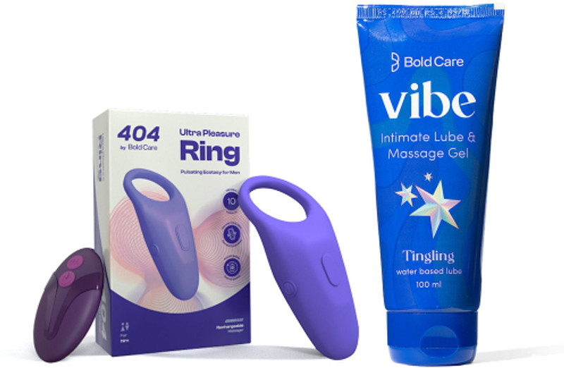 Bold Care Ultra Pleasure Ring+Strawberry Lube 100ML(Pack of 2 For Men)