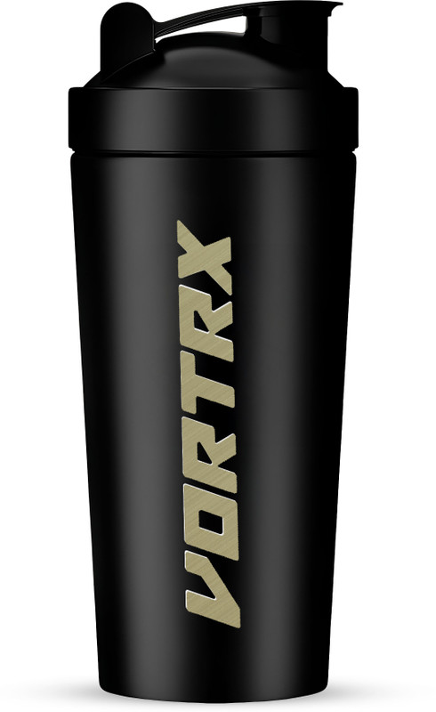 Vortrx Steel Protein Shaker Bottle With Premium Laser Engraved Logo | Leakproof Shaker Percussion(Pack of 1)