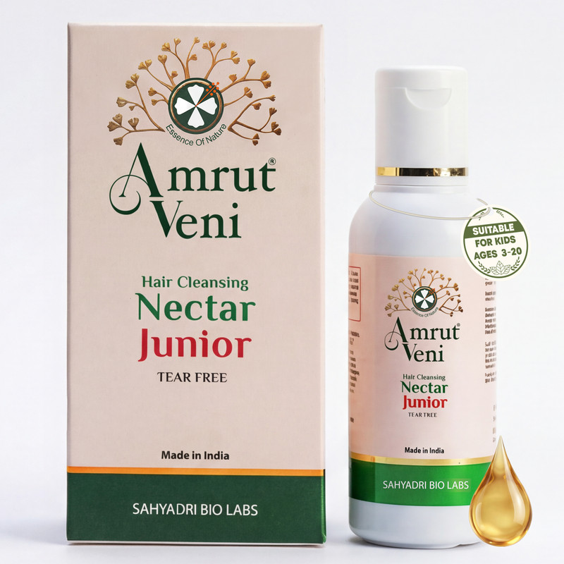 Amrutveni Junior Nectar Shampoo Ultra Mild Tear-Free Cleanser for Children’s Tender Scalps(50 ml)
