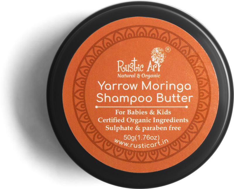 RUSTIC ART Yarrow Moringa Shampoo Butter For Babies & Kids, Organic | 50g(50 ml)