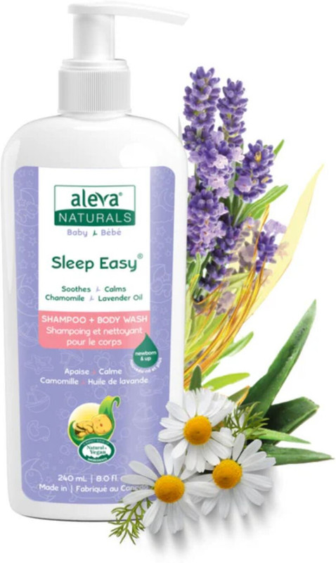 Aleva Naturals Sleep Easy Baby Shampoo and Body Wash 8 fl oz Canadian Organic Hypoallergenic(240 ml)