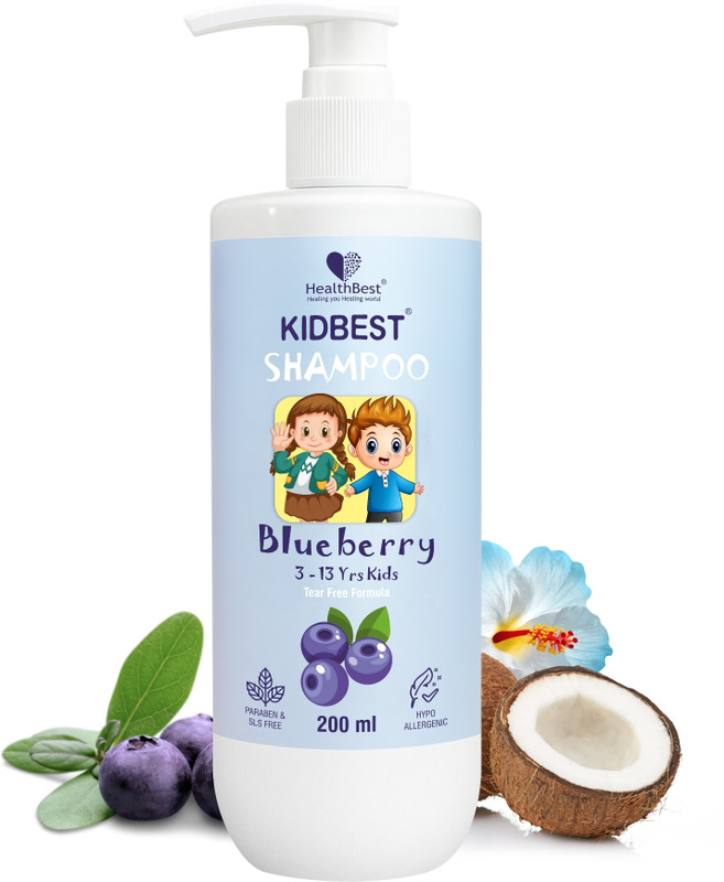HealthBest Hair Shampoo for Kids with Real Blueberry Extract, Tear, Paraben & SLS Free(200 ml)