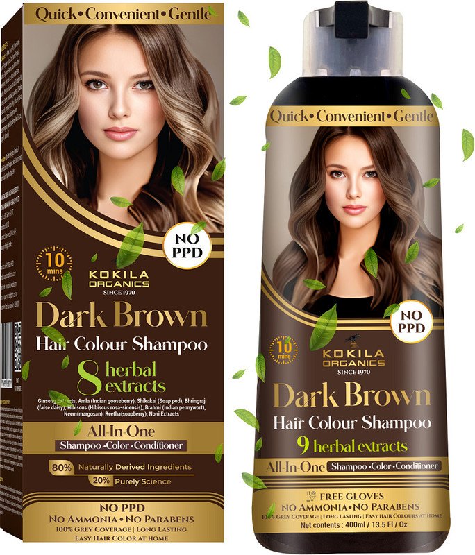KOKILA NOPPD Shampoo Hair Colour, Dark Brown for Women and Men , Dark Brown