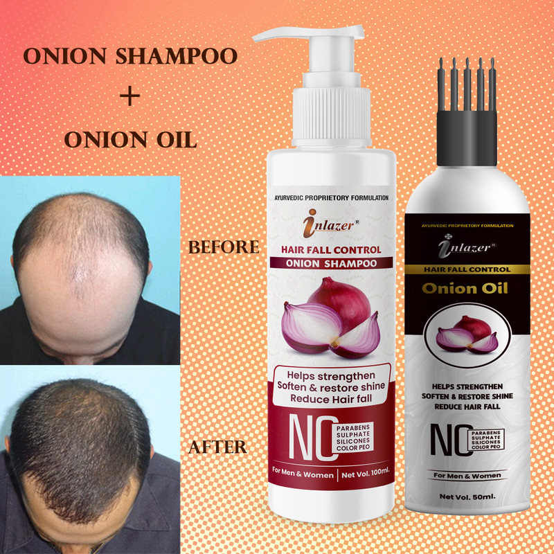 inlazer Onion Shampoo(100ml) With Onion Oil (50ml) Repairing Hair/ Shampoo And Oil Combo(150 ml)