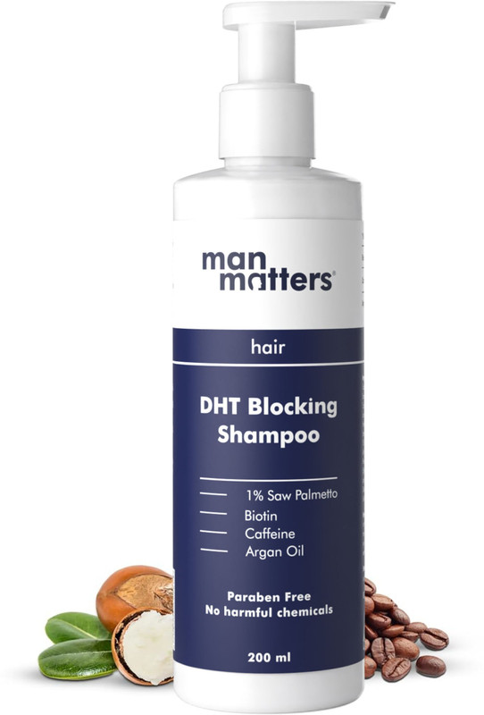 Man Matters DHT Blocker Anti Hair Fall Shampoo | Biotin, Caffeine, Argan Oil & Saw Palmetto(200 ml)
