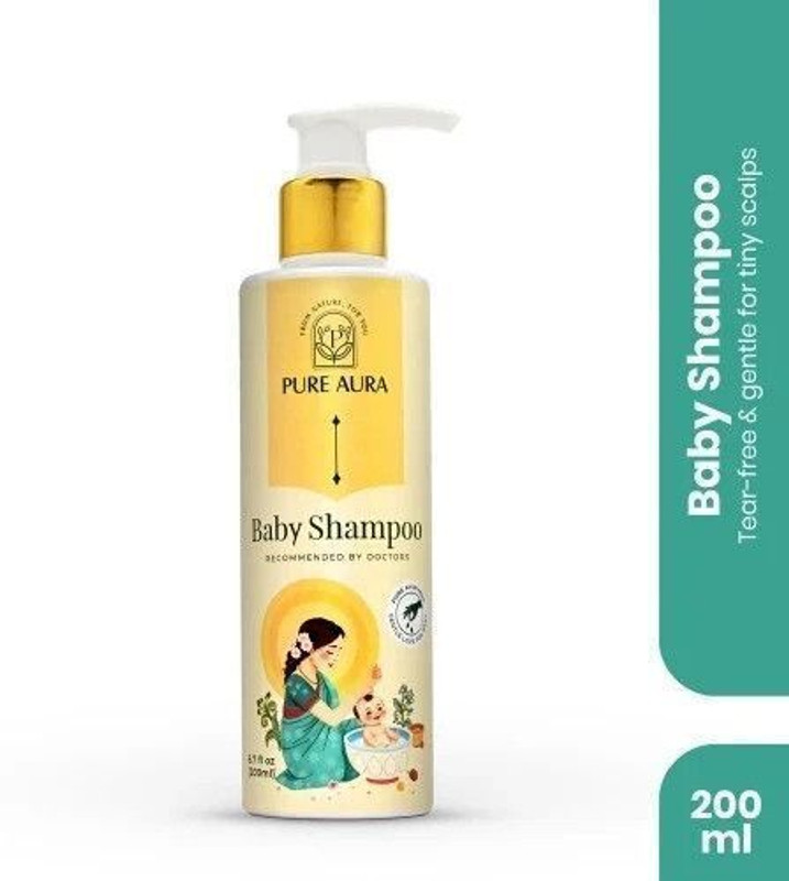Pure Aura Baby Shampoo | Ayurvedic Herbs for Soft Hair | Tear-Free, Safe for Newborns(200 ml)