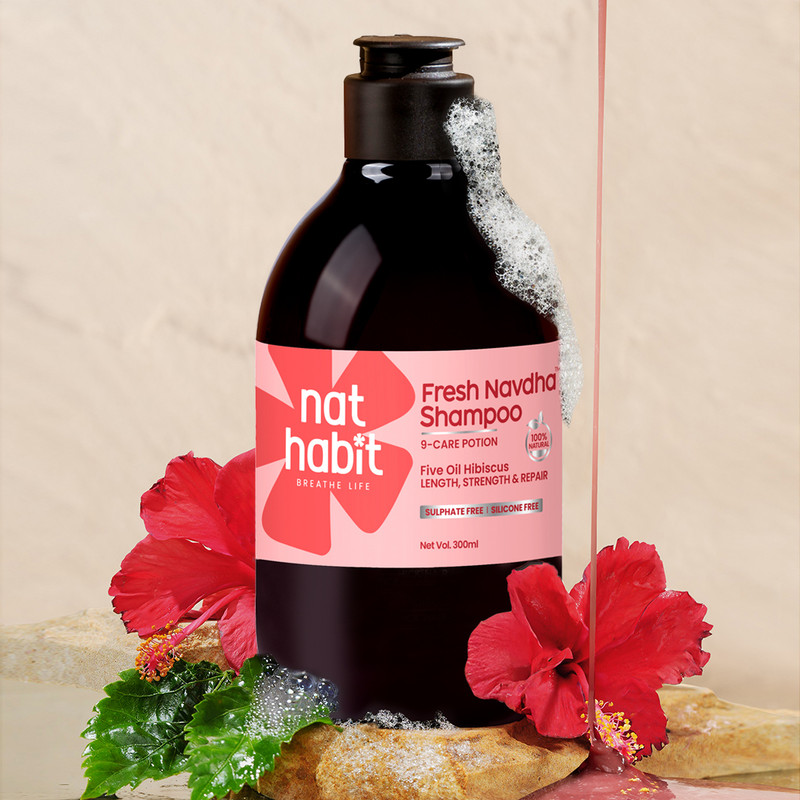 Nat Habit Hibiscus Shampoo for Women & Men | Sulphate & Paraben Free for Hair Fall Control(300 ml)