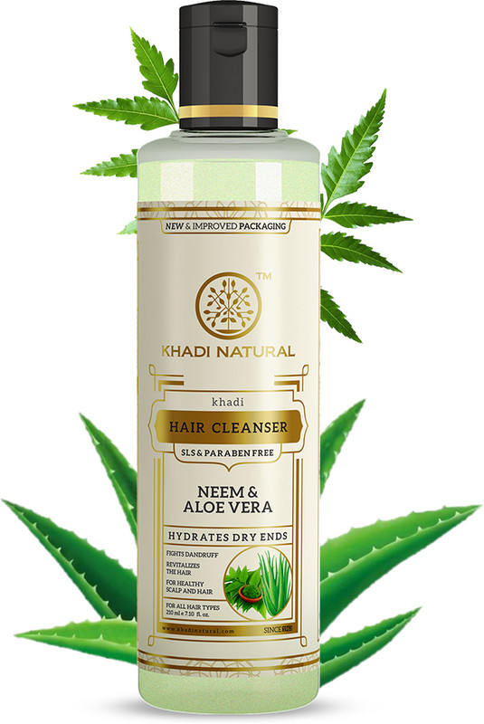 KHADI NATURAL Neem & Aloevera Shampoo/Cleanser - SLS & Paraben Free(210 ml)