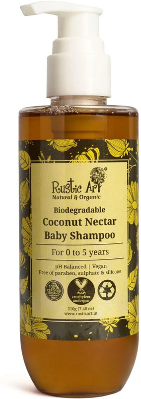 RUSTIC ART Natural Coconut Nectar Baby Shampoo New(210 ml)