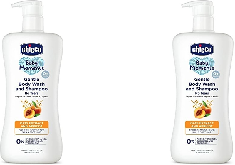 Chicco GENTLE BODY WASH & SHAMPOO WITH OATS EXTRACT & APRICOT 500ML X 2(1 L)