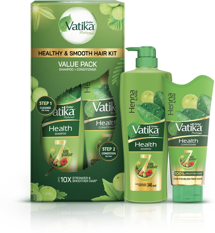 DABUR VATIKA Combo : Health Shampoo - 340ml + Health Conditioner - 180ml(520 ml)